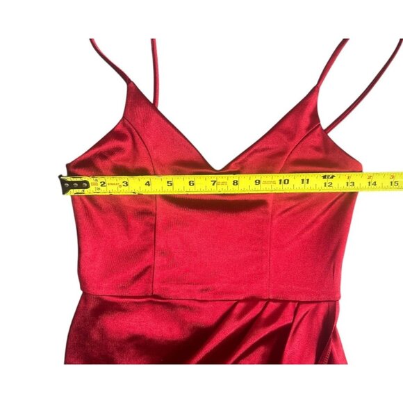 Lulus Forever Your Girl Red Wine Satin Mini Dress Draped Skirt Tulip Hem S - Picture 9 of 11